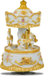 Carousel Music Box，Luxury Color Change LED Light Music Box,Luminous Rotating 3-Horse Musical Box with Gift Box for Girls Birthday Valentine Gift (You are My Sunshine, Light Gold)