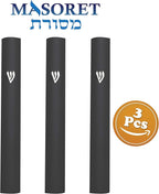 3-Piece Aluminum Door Mezuzah Cases: Special Profile, No Holes, 4-Inch 10cm Hebrew Parchment Scroll Holder Boxes