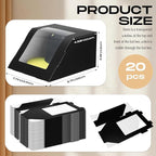 20 Pcs Modern Hat Boxes with Window Baseball Hat Organizer Display Box for Hat, 8.7 x 7.7 x 4.8, Black Paper Fold Storage Container Packing Box for Baseball Caps Dad Hat Billed Cap