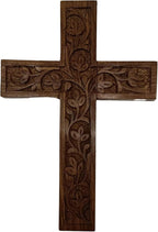 IBLAY Wall Mounted Wall Hanging Wooden Christ Cross Crucifix Catholic Rosewood Crucifix for Home, Church and Chapel Decoration (Style-1) (6 X 4)
