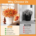 Artificial Fall Flowers for Outdoor, 12 Bundles 4 Colors Faux Mums Fake Fall Plants for Decoration, UV Resistant No Fade Silk Plastic Flower for Autumn Porch Patio Planters Windowbox Yard Garden