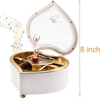 yarlung Ballerina Music Box for Valentine's Day Gift, White Heart Rotating Dancing Girl Gift Box for Jewelry, Trinket, Mother's Day Birthday