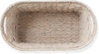 Casafield Woven Magazine Holder with Handles, Whitewash - Water Hyacinth Storage Basket for Bathroom, Living Room, Home Office
