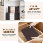 BALEINE 8 Pack Clothes Storage Bags, 16 Gallon Storage Containers with Reinforced Handle, Sturdy Zipper, Closet Organizer for Blanket, Comforter, Pillow, Bedding (Brown, 8 Pack)
