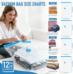 Vacuum Seal Bags for Clothing Travel with Rechargeable Air Pump, 12 Pack of 4 Carry-on Size Space Saver Vacuum Storage Bags, Compression Packing Bags for Luggage Suitcase for Closet Organization