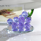 Grape Cluster Crystal Decor Sculpture, Sparkling High-Transparency Faceted Design, Luxurious High-End Crystal with Mirror Base, Elegant Home/Office Display, Gift for Collectors & Fruit Lovers (Purple)