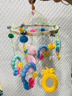 Colorful Hanging Mobile Decor with Soft Teddy, Rattles & Teething Rings – Decorative Hanging Ornament