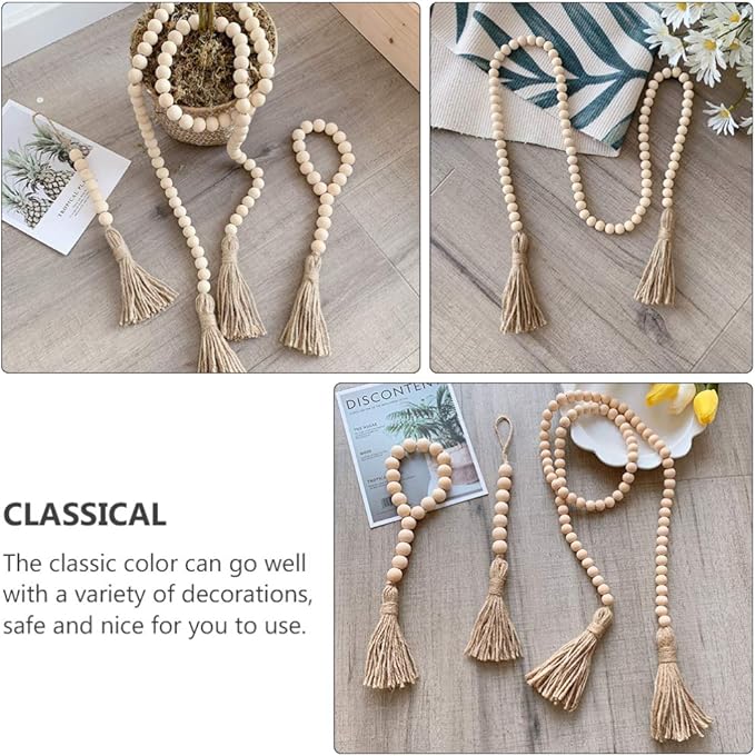Home Decoration Bead Tassel String Wooden Beads Tassels Wall Hanging Decor Garland