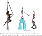 DASKING Aerial Silks Starter Kit - Durable 11Yards of Aerial Yoga Hammock with Hardware, Aerial Swing for Acrobatic Flying Yoga & All Levels (Aerial Rigging Point Up to 14ft)