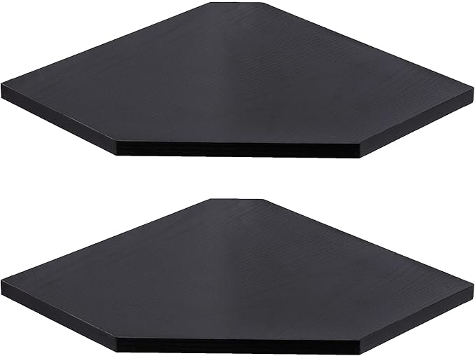 Fun Memories Corner Shelf Wall Mount, Floating Corner Shelves, Set of 2 Corner Wall Shelf Organizer, Rustic Wood Wall Storage Display Shelves for Living Room Bedroom Bathroom Kitchen, Classic Black