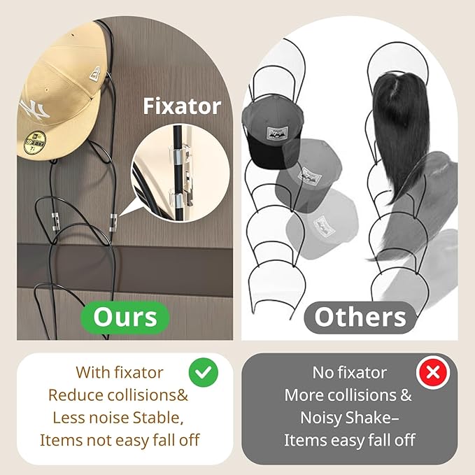 LINFIDITE 15 Pack Hat Rack Hanger Holder Organizer Closet Hanging Baseball Cap Display Storage Rack for Scarves Handbags Towels Clothes Ties Over Door Wall Mounted w Hanging Hook Black