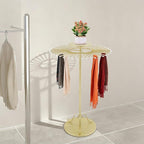 Scarf Display Stand 45-Arm Scarf Holder Organizer Freestanding Scarf Hanger 360° Rotating Rack for Home and Clothing Store (Gold, 45 Rods)