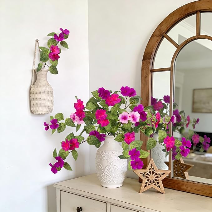 Artificial Fake Flowers for Outdoors Spring Decoration 2 Bundles Faux Flowers Plants for Outdoor Planters UV Resistant Silk Realistic Flowers for Outside Home Garden Front Porch Patio Décor