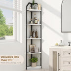 5 Tier Corner Wall Shelf Stand, 70" Metal Corner Shelves Bookshelf Display Shelf for Living Room Decor, Tall Plant Stand Multi Unit Organizer, Standing Shelf for Bedroom,Bathroom,Small Space (White)
