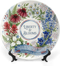 250th Anniversary Decorative Plates 10 Inch Patriotic Decorations Floral Plates with Stand 4th of July Independence Day Veterans Day Home & Office Decor