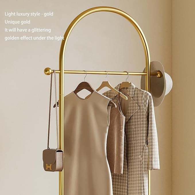 Metal Small Clothes Rack, Arched shape gold Clothing Racks for Hanging Clothes,Heavy Duty Garment Rack for Small Spaces Modern Coat Rack Stand for Entryway, Bedroom (gold)