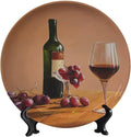 Decorative Plate Stand, 6 Inch, Goblet Wine Bottle Transparent Round Display Plate, Decorative Plates with Stand, Ceramic Craft for Wall Hanging Decorative