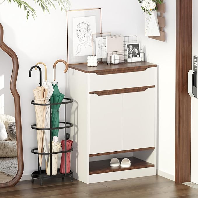 Alyoen Umbrella Stands for Entryway, Large Metal Umbrella Holder 6.89 x 10.8 x 21.34 Inches with Adjustable Feet, Decor Freestanding Elliptical Openwork Umbrella Rack for Home Office