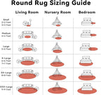 OLANLY Rust Red Round Rugs for Bedroom - Machine Washable, 8 ft Circle Area Rugs for Living Room, Soft and Fluffy Shaggy Carpet for Teen Girl and Boys, Nursery Rooms, Dorms, Home Decor Aesthetic
