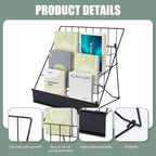 Book Signing Rack, Book Display Rack, Tabletop Magazine Display Racks, 4 Tiered Tabletop Cd Display, Comic Book Magazine Rack for Library Classroom Picture Literature Brochure 16.14" x 17.95" x 17.24"