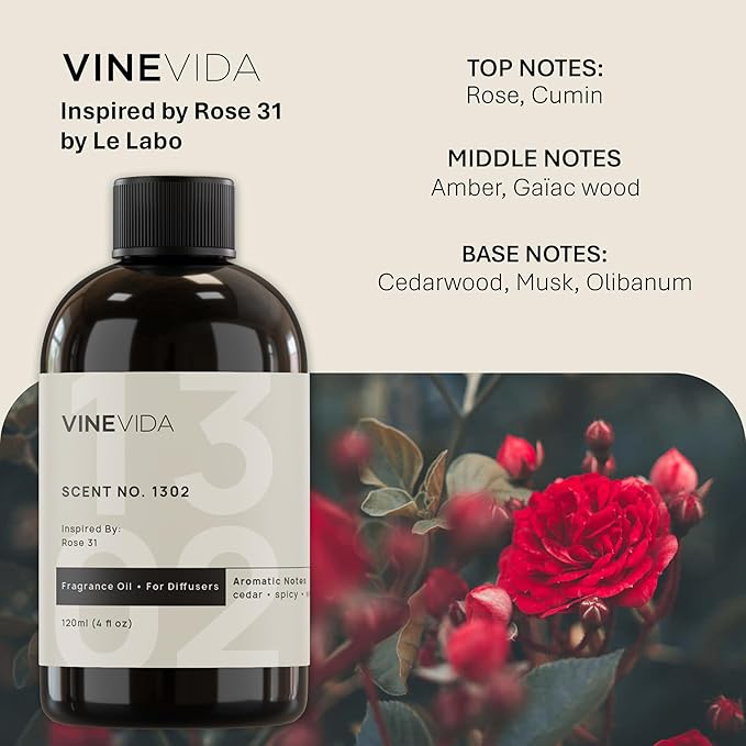 VINEVIDA [16 Fl Oz] Scent NO. 1302 Fragrance Oil for Cold Air Diffusers, Aromatic Notes of Cedarwood Spicy Woody, Essential Oils for Diffuser Oil Refill & Air Freshener Room Spray