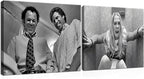 Framed Funny Movie Bathroom Canvas Wall Art Set of 2 – Black and White Vintage Comedy Movies Wall Decor, Humor White Chicks Posters Prints for Bathroom Toilet Humour Signs – 16x24in