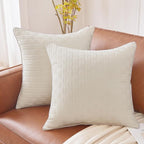 Leeden 24x24 Pillow Inserts Set of 2 - Decorative 24 Inch Throw Pillow Insert, Soft Fluffy Square Throw Pillows for Couch Bed, Beige Couch Pillow Insert Pair