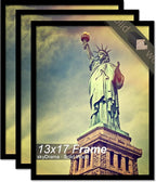 100% Solid Wood 13x17 Picture Frame Set of 3, Black Frame for 13 x 17 Inch Picture Poster Photo, Light Weight 13 by 17 HQ Matte Black Frame for Wall - 3 Pack/Black/13 x17