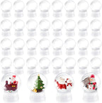 Uiifan 32 Pcs DIY Snow Globe Water Globe 4 Inches Clear Plastic Snow Globe with Screw Off Cap Fillable Water Globe Jar for DIY Crafts Christmas Display Home Decoration Kids Gifts