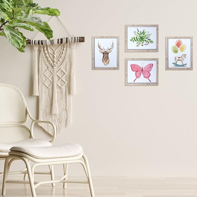 Lyeasw Rustic 8x10 Picture Frame Set of 12, Multi Woodgrain Farmhouse Photo Frames for Wall or Tabletop, Beige