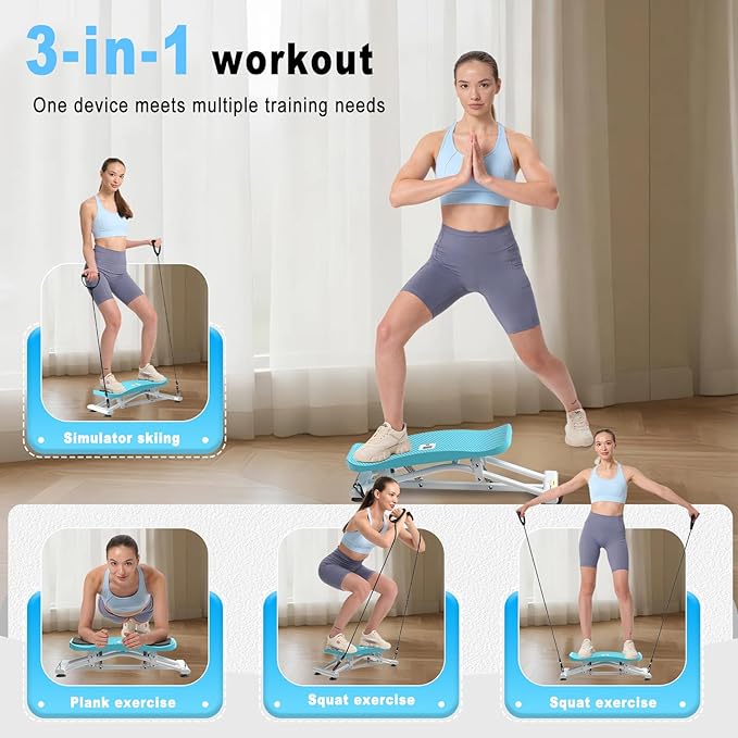 HOTWAVE Ski Balance Board with LCD Display and 300LB Weight Capacity, Rocking Stepper Ski Simulator for Home Workout, Ideal for Balance, Cardio and Core Workout for Adults
