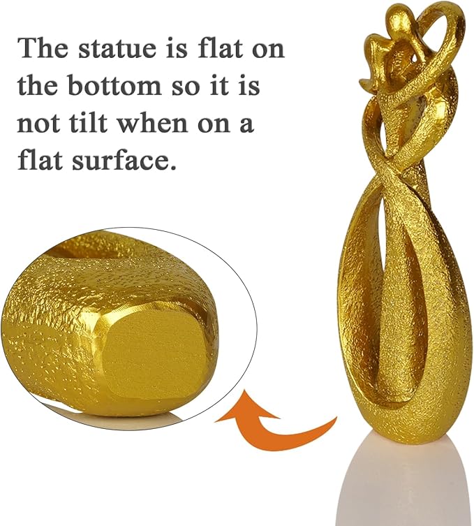Trycooling Kissing Lovers Statue Abstract Sculpture Resin Statues for Home Decor Modern Home Office Desktop Shelf Bookshelf Decor (Gold, Small)