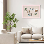 DOLLAR BOSS Bulletin Board with Linen 24'' x 18'' Pink Framed Cork Boards for Walls, Photo Display Pin Board, Decorative Corkboard for Office Home School Girls Dorm Decor with 10 Pushpins, White