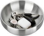 Silver Decorative Bowl Key Holder Bowl for Entryway Table Catchall Bowl for Candy Key Fruit Decorative Serving Bowls for Coffee Table Home Decor, 7.4 Inches