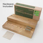BAOBAB WORKSHOP Natural Wood Floating Shelves for Wall 16 inch - Floating Wall Shelves for Kitchen Bedroom - Wooden Bathroom Shelves - Floating Shelf - Oak Finish, 16W x 6.7D, Set of 2
