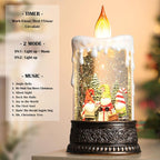 Christmas Snow Globe Gnome Snow Globe Lantern, Light Up Christmas Decorations for Home Musical Lantern Candle Shaped with Timer, Home Decor Festival Gife, USB & Battery Operated 10 Inch