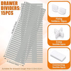 Blosssound 15 Pcs 5.12 Tall Drawer Divider Adjustable Drawer Organizer DIY Ultra Deep Storage Organizer Separator with Fixed Buckle for Underwear Socks Dormitory Office Kitchen Bedroom(Grey)