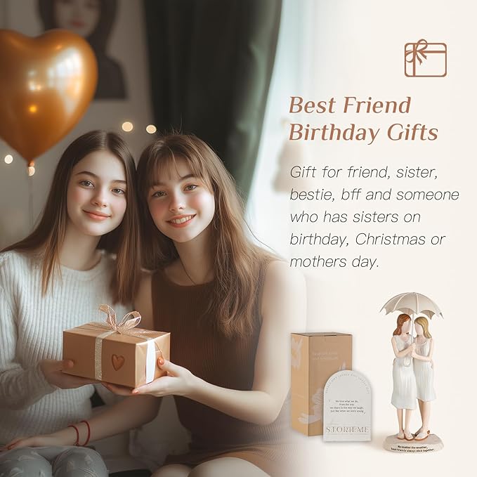 Storieme Best Friend Birthday Gifts for Women - Friendship Christmas & Birthday Gift for Bestie BFF - Resin Sister Figurines