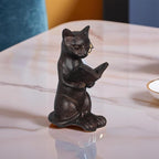 Young's Inc Cat Figurine - Cute Cat Statue - Whimsical Cat Decor for Cat Lovers, Collectibles and Meditation Decor - Cat with Eye Glasses - 4'' L X 3'' W X 5'' H