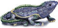 Hand Painted Lizard Trinket Box for Home Decor Accents, Enamel Hinged Jewelry Box for Bookshelf Office Table Desk Decoration, Classical Figurine Collectible Keepsake Animal Sculptures (Lizard)