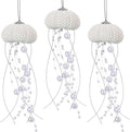 Namalu 3 Pcs Sea Urchin Jellyfish Christmas Ornament Coastal Beaded Beach Theme Holiday Decor Ocean Inspired Hanging Jellyfish Decoration with Crystal and Ribbon (White)