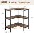 VECELO Corner Cabinet Table with 3 Tier Open Shelf, Multipurpose Display Organizer Storage Stand for Small Space Home Office Kitchen, Brown