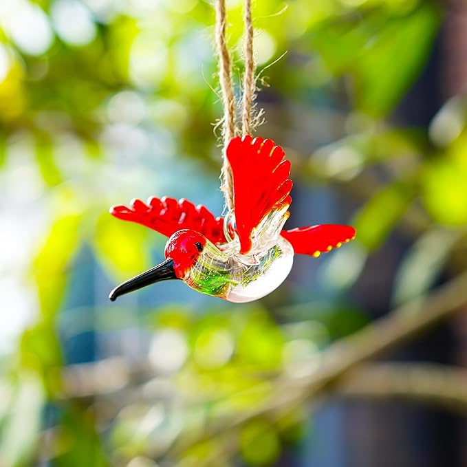 Handmade Hummingbird Ornament Hanging Glass Humming Bird Ornaments for Home Party Christmas Tree Decorations