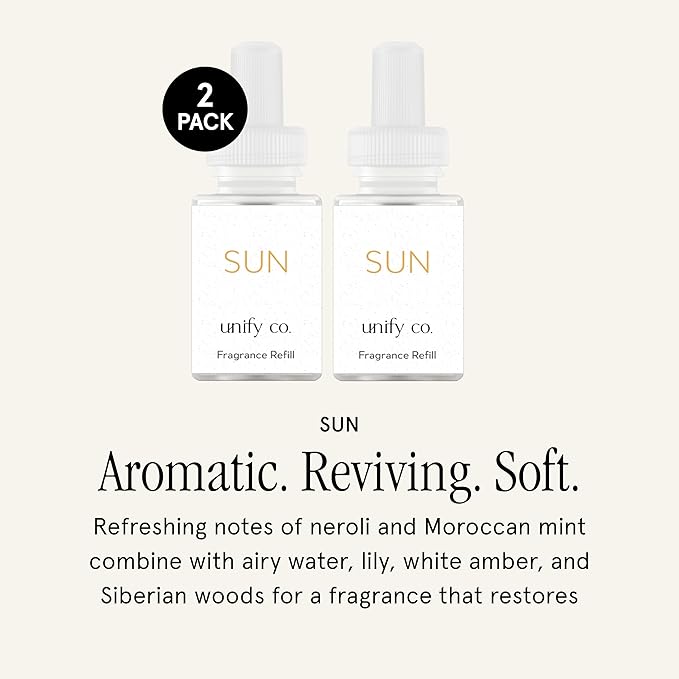 Pura & Unify Co. Home Scent Refill - Smart Home Air Diffuser - Long-Lasting Luxury Fragrance per Refill - Spring & Summer Fragrance - 2 Pack, Sun