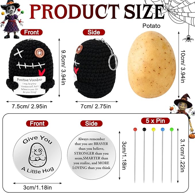 SelfTek Funny Gifts Creepy, Emotional Support Crochet Gifts, Halloween Collectible Dolls Gift for Stress Relief, Cute Office Decor, Unique Gap Gift for Coworkers & Friends