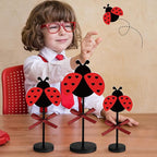 Maitys 3 Pcs Summer Ladybug Decor Set Table Decor Wooden Tabletop Centerpiece Sign for Home Kitchen Bedroom Baby Shower Party Decorations