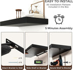 Venusmiles Floating Shelves for Wall, 72 Inch Wide x 12 Inch Deep Floating Shelves, Long Wood Floating Wall Shelf Shelves for Living Room Bathroom Bedroom Kitchen Home - (Black, 72" W x 12" D x 2" H)