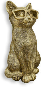 GUSFREUD Gold Animal Heads Sculptures Wall Art - Resin Faux Cat for Home Wall Decor, Cat Wall Hanging Decoration for Living Room, Bedroom & Kitchen, Unique Gift Idea