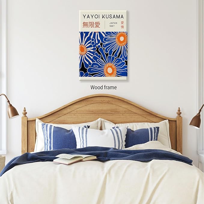 Yayoi Kusama Print Vintage Japanese Wall Art Abstract Yayoi Kusama Poster Minimalist Painting Art Exhibition Suitable for Japanese Bedroom,Living Room Office Decor 20x30in Framed