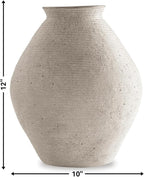 Signature Design by Ashley Hannela 12" Modern Distressed Polyresin Vase, Antique Tan